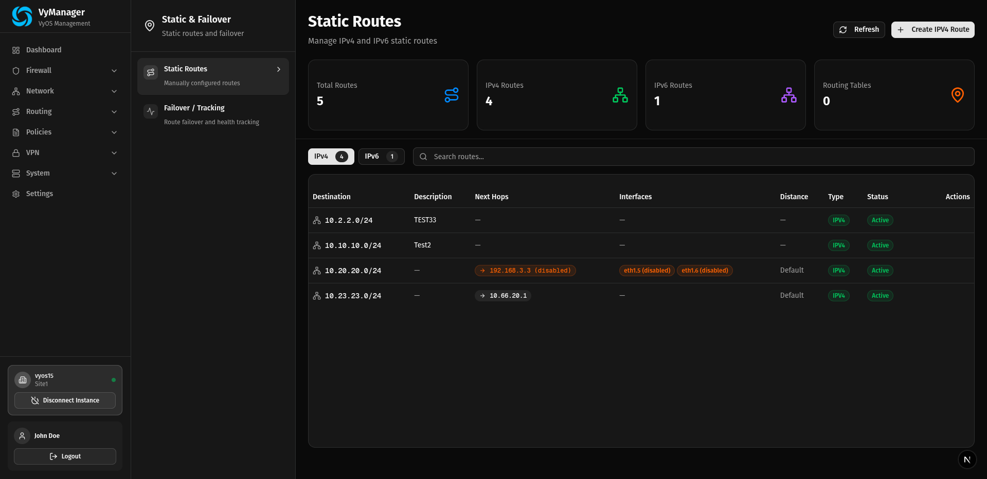 VyManager Interface Detail View